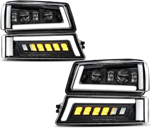 Z-OFFROAD مجموعة المصابيح الأمامية LED معتمدة من DOT مع إشارة الانعطاف DRL علامة جانبية ذات شعاع مختوم عالي/منخفض متوافقة مع 2003-2006 Chevy Silverado Avalanche in Kuwait