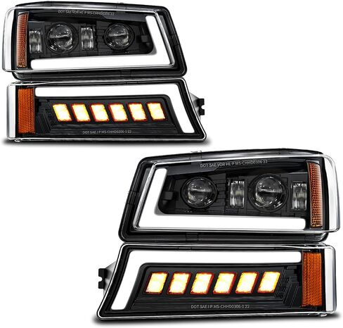 Z-OFFROAD مجموعة المصابيح الأمامية LED معتمدة من DOT مع إشارة الانعطاف DRL علامة جانبية ذات شعاع مختوم عالي/منخفض متوافقة مع 2003-2006 Chevy Silverado Avalanche in Kuwait