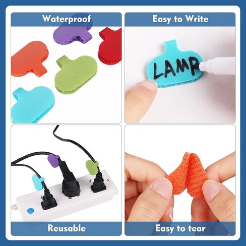 50 قطعة من ملصقات سلك الكابل، ملصقات الأسلاك الملونة، علامات الكابلات ذاتية اللصق، علامات الأسلاك القابلة لإعادة الاستخدام لتصنيف إدارة الإلكترونيات in Kuwait