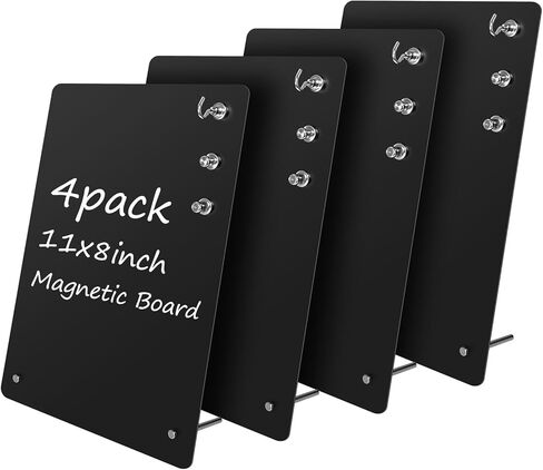 2 Pack 11x8 Inch Magnetic Metal Bulletin Board - Magnet Display Stand with 6 Magnets for Home, School, Kitchen, Office (Black-Vertical) in Saudi Arabia