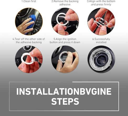 2 PCS Car Engine Start Stop Decoration Ring, Crystal Double Rhinestone Car Push Start Button Cover, Crystal Key Ignition Knob Ring, Bling Cars Interior Accessories for Women (Purple) in Saudi Arabia
