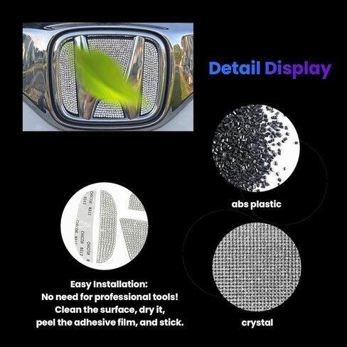 ملصق شعار خلفي كريستالي لامع ملحق سيارة خارجي متوافق مع Honda 10th Gen Civic Sedan & 2022 Accord 2022 2021 2020 2019 2018 in Kuwait