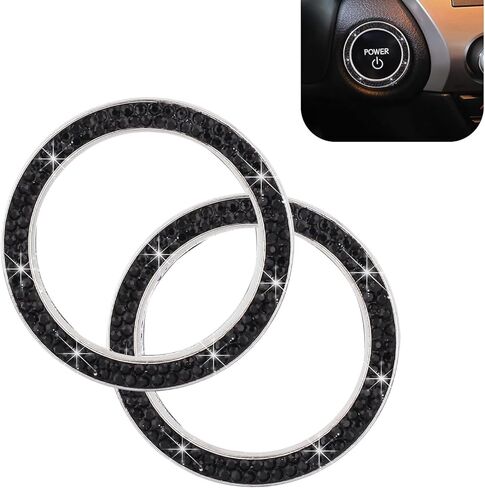 2 PCS Car Engine Start Stop Decoration Ring, Crystal Double Rhinestone Car Push Start Button Cover, Crystal Key Ignition Knob Ring, Bling Cars Interior Accessories for Women (Purple) in Saudi Arabia