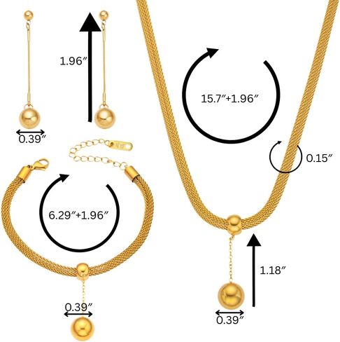 18K Gold Plated Jewelry Set For Woman, Beads And Tassels Design Necklace, Bracelet, Earrings Set And A Jewelry Box - Gift For Her in Saudi Arabia