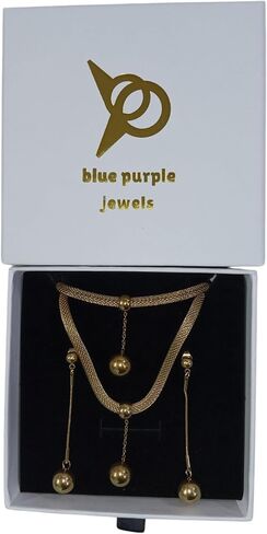18K Gold Plated Jewelry Set For Woman, Beads And Tassels Design Necklace, Bracelet, Earrings Set And A Jewelry Box - Gift For Her in Saudi Arabia