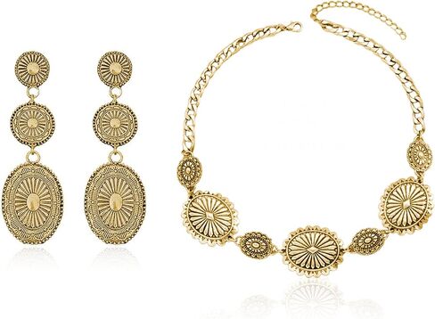 Frodete Gold Western Jewelry for Women Country Concert Outfits Western Earrings Necklace Set Country Outfits for Women Accessories Jewelry Gifts in Saudi Arabia