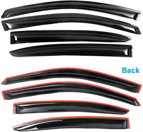 Acrylic Window Visors Rain Sun Guard 4pc Front Rear Left Right for Dodge for Avenger 2008-2014 Smoke/Tinted Slim Style Tape on/External-Type -WD-DAV08 in Kuwait