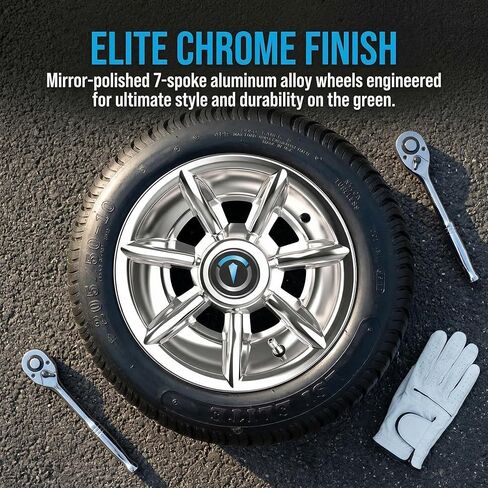أغطية عجلات عربة الجولف مقاس 10 بوصة، أغطية محور مطلية بالكروم محسنة بـ 7 قضبان لسيارة النادي/E-Z-GO/YA/Star Car/Excar ونماذج أخرى. (مجموعة من 4) in Kuwait