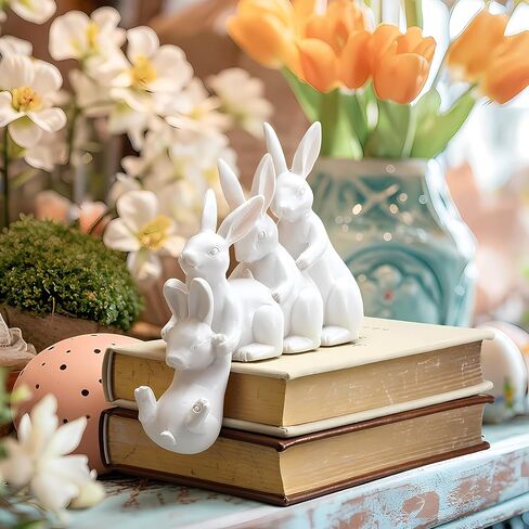 Thyle Easter Bunny Decorations Hugging Rabbits Resin Figurine Modern Rabbit Statue Garden Ornament Spring Home Decorative Easter Bunny Ornaments for Table Centerpiece Living Room in Saudi Arabia