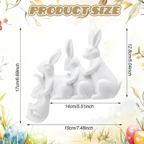 Thyle Easter Bunny Decorations Hugging Rabbits Resin Figurine Modern Rabbit Statue Garden Ornament Spring Home Decorative Easter Bunny Ornaments for Table Centerpiece Living Room in Saudi Arabia