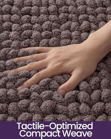 DEXI Bathroom Rugs 24x36, Non Slip Washable Bath Mat, Luxury Chenille Super Absorbent Ultra Thick Bathmats for Shower Floor, Plush Fluffy Shaggy Carpet for Tub, Brown in Kuwait