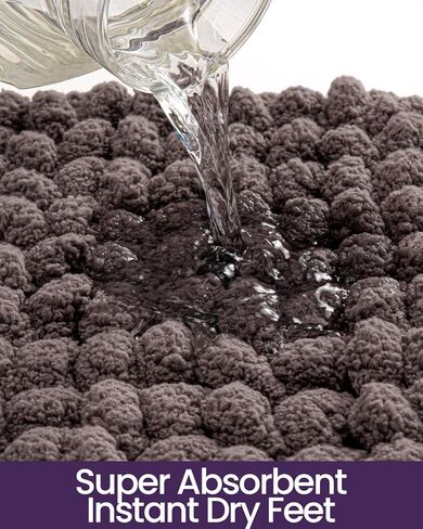 DEXI Bathroom Rugs 24x36, Non Slip Washable Bath Mat, Luxury Chenille Super Absorbent Ultra Thick Bathmats for Shower Floor, Plush Fluffy Shaggy Carpet for Tub, Brown in Kuwait