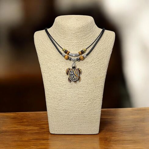 Resin Coqui Taino Sun Double Layer Necklace Best Friends Carving Sea Turtles Pendant Necklaces Hawaiian Surfer Lucky Amulet Jewelry for Women Men Unisex in Saudi Arabia
