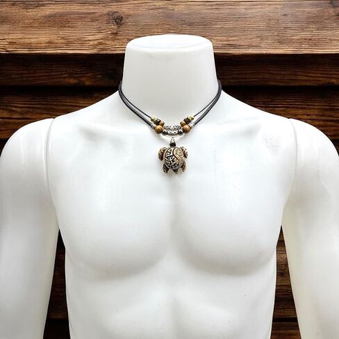 Resin Coqui Taino Sun Double Layer Necklace Best Friends Carving Sea Turtles Pendant Necklaces Hawaiian Surfer Lucky Amulet Jewelry for Women Men Unisex in Saudi Arabia