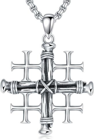 PROESS الصليب/الأرثوذكسية/القدس الصليب قلادة 925 فضة قلادة قلادة الصليب مجوهرات هدايا للرجال النساء in Saudi Arabia