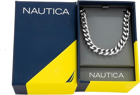 Nautica 9 mm Cuban Chain Necklace for Men Stainless Steel 23 Inches in Saudi Arabia