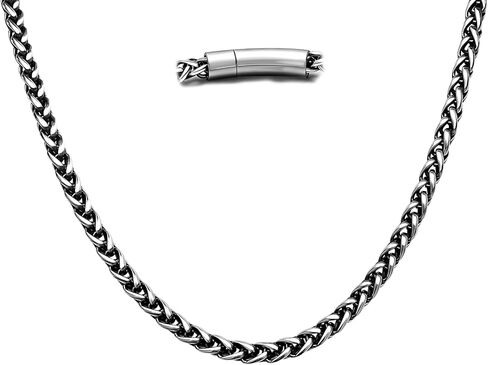 Ahiller Cuban Link Chain for Men,Stainless Steel Black Miami Cuban Necklace with Push-Lock Clasp,Hip Hop Gift Box for Men in Kuwait
