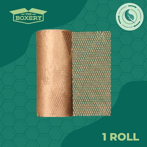 ورق تغليف على شكل قرص العسل من Boxery مقاس 15 بوصة × 16800 بوصة (1400 بوصة) - لفة واحدة من غلاف التوسيد، حشو الصندوق، تعبئة الفراغات، مستلزمات الشحن والنقل، بديل للفقاعات البلاستيكية | صديقة للبيئة - الشركات الصغيرة. in Kuwait