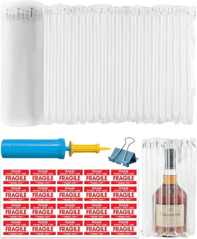 وسائد هوائية قابلة للنفخ مقاس 12 بوصة × 164 بوصة للشحن والنقل - لفافة فقاعات شديدة التحمل، لفافة توسيد فقاعات كبيرة مع مضخة وملصقات هشة in Kuwait