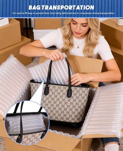 وسائد هوائية قابلة للنفخ مقاس 12 بوصة × 164 بوصة للشحن والنقل - لفافة فقاعات شديدة التحمل، لفافة توسيد فقاعات كبيرة مع مضخة وملصقات هشة in Kuwait