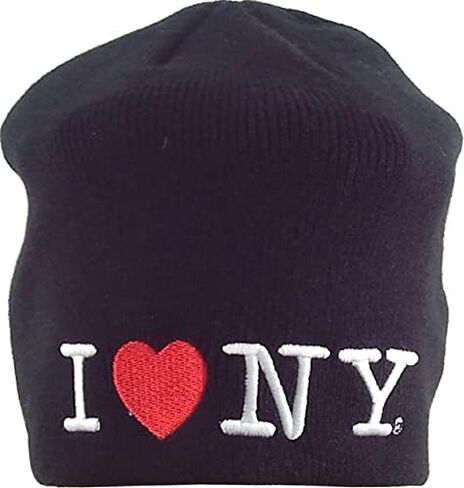 I Love NY Torkia - قبعة شتوية سوداء مرخصة رسميًا I Love/Heart NY (أسود، بدون طي) in Kuwait