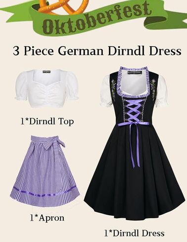 Scarlet Darkness Women's German Dirndl Dress Costumes 3 Pieces for Oktoberfest Carnival in Saudi Arabia