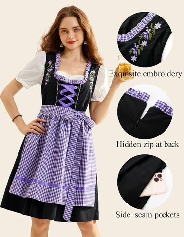 Scarlet Darkness Women's German Dirndl Dress Costumes 3 Pieces for Oktoberfest Carnival in Saudi Arabia