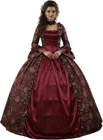 CountryWomen 18th Century Women's Rococo Ball Gown Long Masquerade Dresses in Kuwait