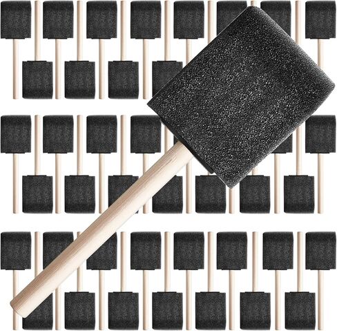 Tessco for you 200 Pcs Foam Brushes Set, Sponge Brushes, Foam Paint Brush for Painting, Sponge Paint Brush with Wood Handle for Acrylics Stains Varnishes DIY Crafts Classroom, Black(200 Pcs,2 Inch) in Kuwait