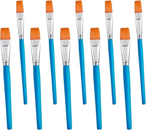 5 قطع 3/4 بوصة و5 قطع 9/16 بوصة من فرش الطلاء المسطحة للطلاء الأكريليك، فرش طلاء صناعية متوسطة وصغيرة الحجم بمقبض خشبي للأكريليك والألوان المائية والزيت والحرف اليدوية وفنون الجسم للوجه in Kuwait