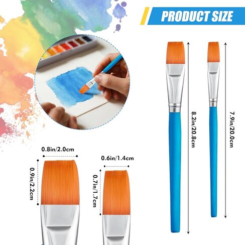 5 قطع 3/4 بوصة و5 قطع 9/16 بوصة من فرش الطلاء المسطحة للطلاء الأكريليك، فرش طلاء صناعية متوسطة وصغيرة الحجم بمقبض خشبي للأكريليك والألوان المائية والزيت والحرف اليدوية وفنون الجسم للوجه in Kuwait