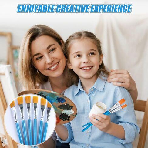 5 قطع 3/4 بوصة و5 قطع 9/16 بوصة من فرش الطلاء المسطحة للطلاء الأكريليك، فرش طلاء صناعية متوسطة وصغيرة الحجم بمقبض خشبي للأكريليك والألوان المائية والزيت والحرف اليدوية وفنون الجسم للوجه in Kuwait