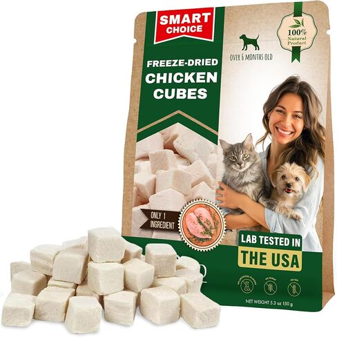 Beloved Pets Freeze Dried Chicken Treats for Cats and Small Dogs - All Natural Meat Cubes Raw Pet Food - Human Grade High-Protein Snacks & Grain-Free Jerky Chews in Kuwait