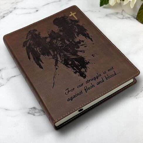 شخصية NIV يوميات الكتاب المقدس | ميخائيل رئيس الملائكة، الكتاب المقدس ونقش الاسم المخصص | مجلة الهامش الواسع | جلد بني | هدية الكتاب المقدس المبنية على الإيمان له أو لها in Kuwait