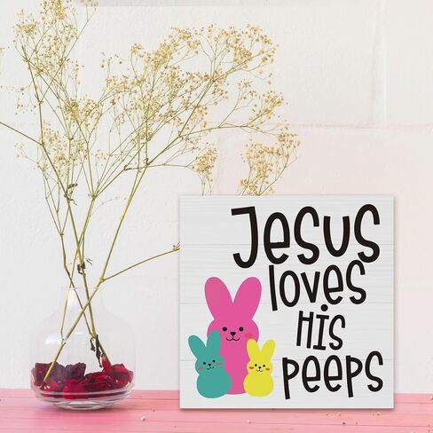 Easter Decor Indoor Easter Party Jesus Decorations Farmhouse Easter Peeps Bunny Rabbit Egg Sign for Home Bathroom Room Badroom Table Mantle Office Dessk Decor in Saudi Arabia