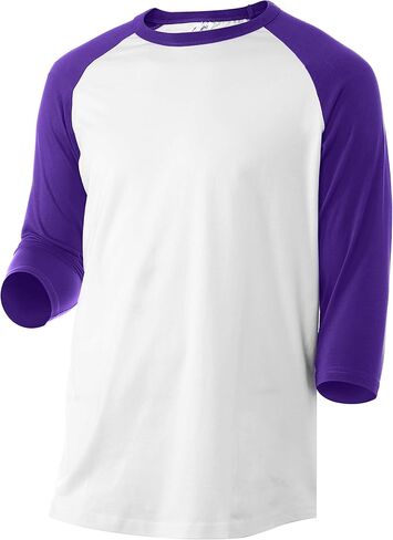 Men’s 3/4 Sleeve Raglan Baseball T-Shirt, 100% Cotton Soft Lightweight Jersey Fit in Saudi Arabia