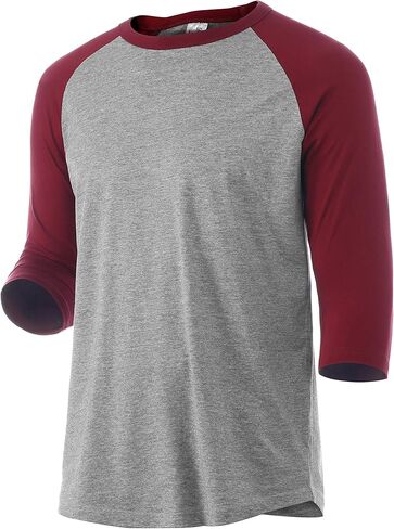 Men’s 3/4 Sleeve Raglan Baseball T-Shirt, 100% Cotton Soft Lightweight Jersey Fit in Saudi Arabia