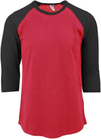 Men’s 3/4 Sleeve Raglan Baseball T-Shirt, 100% Cotton Soft Lightweight Jersey Fit in Saudi Arabia