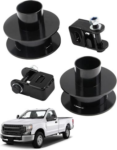 طقم رفع تسوية التعليق الأمامي 3 بوصة متوافق مع Ford F250 F350 Super Duty 4WD 4x4 2005-2023، فواصل رفع زنبركية من الفولاذ الأسود مع موسعات تثبيت للصدمات in Kuwait