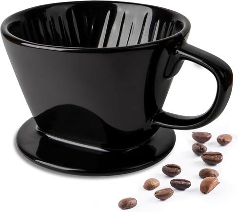 DOWAN Pour Over Coffee Dripper, Non Electric Pour Over Coffee Maker, Porcelain Slow Brewing Accessories for Home, Cafe, Restaurants, Easy Manual Brew Maker, Brown in Saudi Arabia