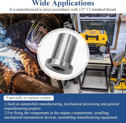 صامولة ملحومة، 1/2 بوصة - 13 خيط لتركيب الهيكل الفولاذي، صامولة متدرجة ممتدة، صامولة لحام أنثى متدرجة طويلة، 1.25 بوصة طول، 1 بوصة كبيرة OD، 0.75 بوصة OD صغيرة، المعرف حوالي 0.42 بوصة، ترقية 8 قطع in Kuwait