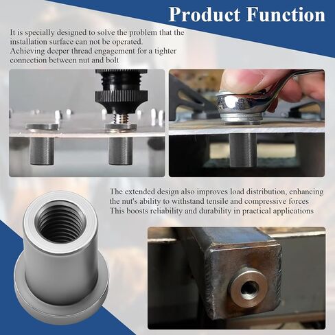 صامولة ملحومة، 1/2 بوصة - 13 خيط لتركيب الهيكل الفولاذي، صامولة متدرجة ممتدة، صامولة لحام أنثى متدرجة طويلة، 1.25 بوصة طول، 1 بوصة كبيرة OD، 0.75 بوصة OD صغيرة، المعرف حوالي 0.42 بوصة، ترقية 8 قطع in Kuwait