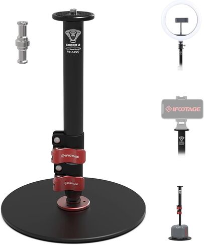 IFOOTAGE Round Base Monopod RB-A200,Small Footprint,Max.payload10KG,Aluminium Alloy Stable Structure, Height 10.6"/27cm~22.05"/56cm,for LED Video Light in Kuwait