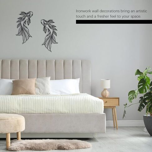 ZJIVQO Koi Fish Metal Wall Art with Screws, Japanese Art Fish Wall Decor, Iron Fish Decorations for Living Room Bedroom Bathroom in Kuwait