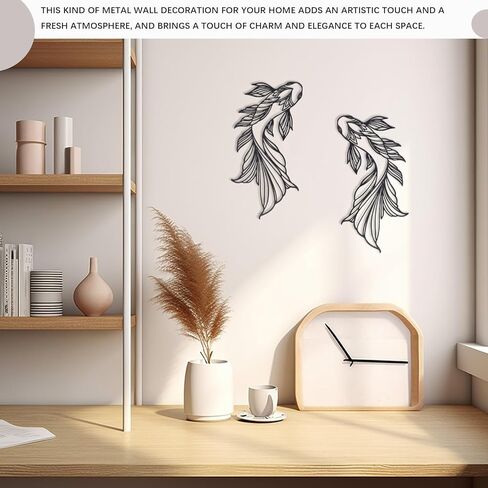 ZJIVQO Koi Fish Metal Wall Art with Screws, Japanese Art Fish Wall Decor, Iron Fish Decorations for Living Room Bedroom Bathroom in Kuwait