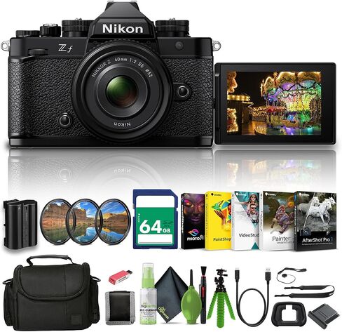 Nikon Zf 24.5MP 4K Video Recording Mirrorless Camera with NIKKOR Z 40mm f/2 (SE) Lens + 64GB Memory Card + Filter Kit + Bag + Card Reader + Photo Software + More (Red) in Saudi Arabia