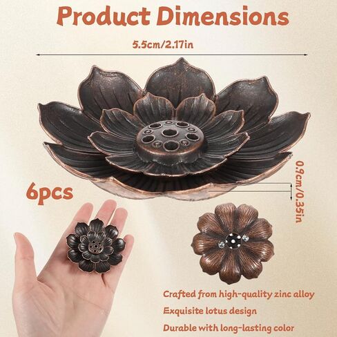 6 Pcs Incense Holder for Sticks, Lotus Insense Burner Holders with 6 Holes, Copper Lotus Incense Stick Holders for Home Fragrance Meditation Yoga Sauna SPA in Saudi Arabia