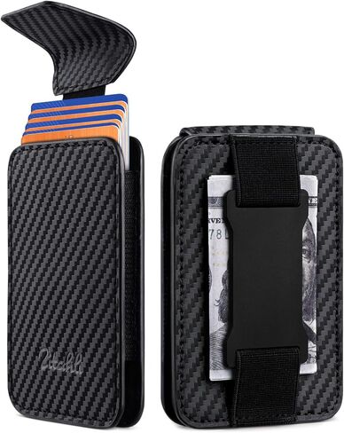 Zitahli Slim Wallet for Men with Pull-Up Tab & Cash Strap - Front Pocket Minimalist Easy Access Card Holder, RFID Blocking, Holds 8 Cards & 10-15 Bills in Kuwait