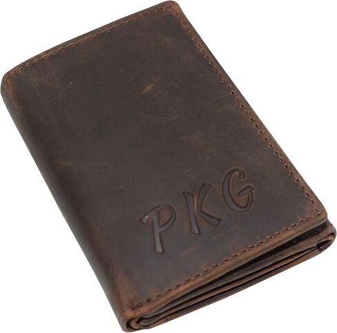 CAZORO Personalized Name Initials Wallets RFID Blocking Mens Classic Trifold Vintage Leather Credit Card ID Wallet (Brown) in Kuwait