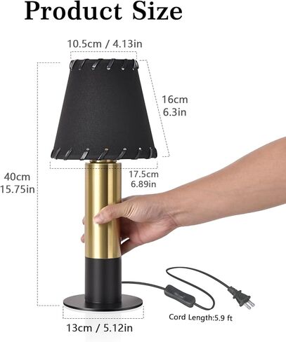 Black and Gold Small Bedside Mini Table Lamp for Bedroom, Cute Bedroom Lamps for Nightstand, Cute Mini Table Lamps for Small Spaces for Kitchen Counter, Bookshelf, Kids Dorm, Office in Saudi Arabia